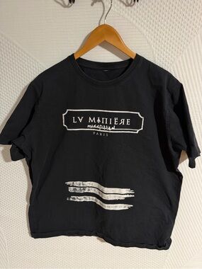 Black Graphic Short-Sleeve Men's T-Shirt with White Print no size